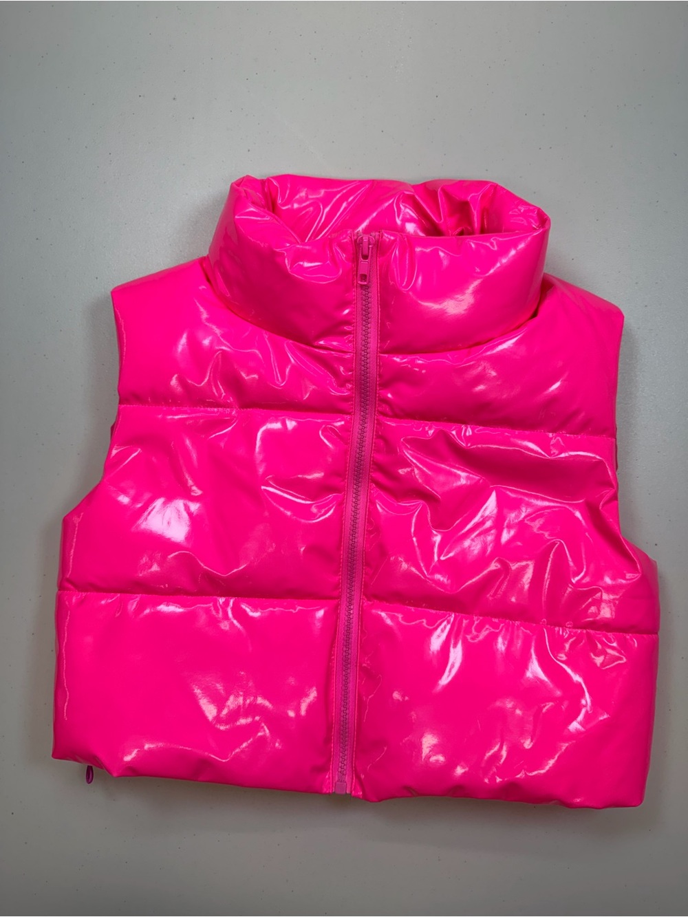 Tractr Hot Pink Shiny Puffer Vest